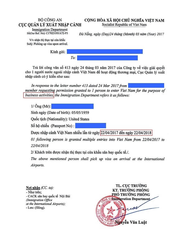 Vietnam business visa for Danish citizens
